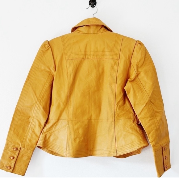 Vintage Mustard Leather Jacket Size Small - Picture 3 of 7